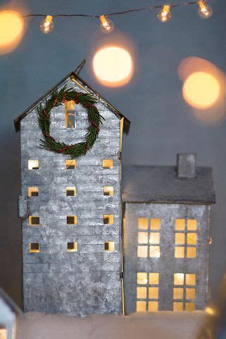 Galvanized Metal Christmas Village 